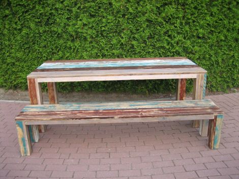Bauholz Garnitur Shabby Chic mit Lack