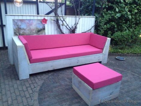 Bauholz Lounge Sofa Grey Wash Öl