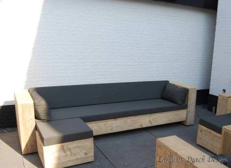 Bauholz Lounge Sofa mit White Wash Öl