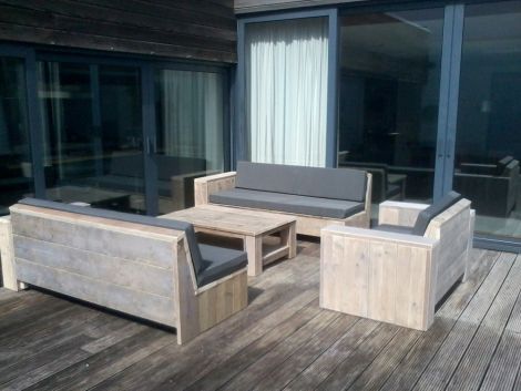 Bauholz Lounge Sofa Balingen mit transparentem Öl, Kissen Standard 167 Graphite 