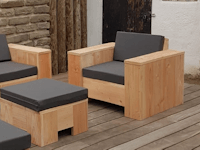 Lounge Sessel Balingen aus Bauholz mit White Wash Öl