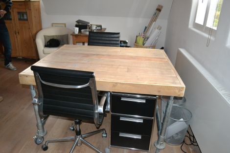 Bauholz Schreibtisch Koblenz mit Lack