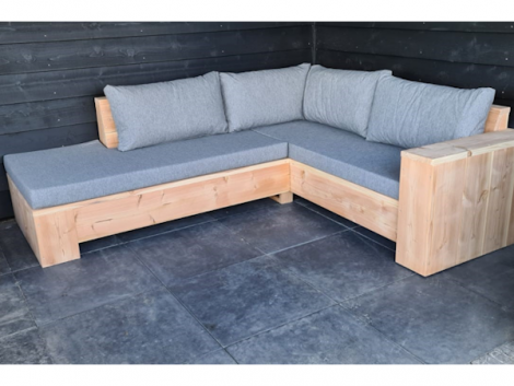 Douglasie Lounge Ecksofa Leverkusen, transparent geölt, mit Kissen Cartenza 167 Graphite 